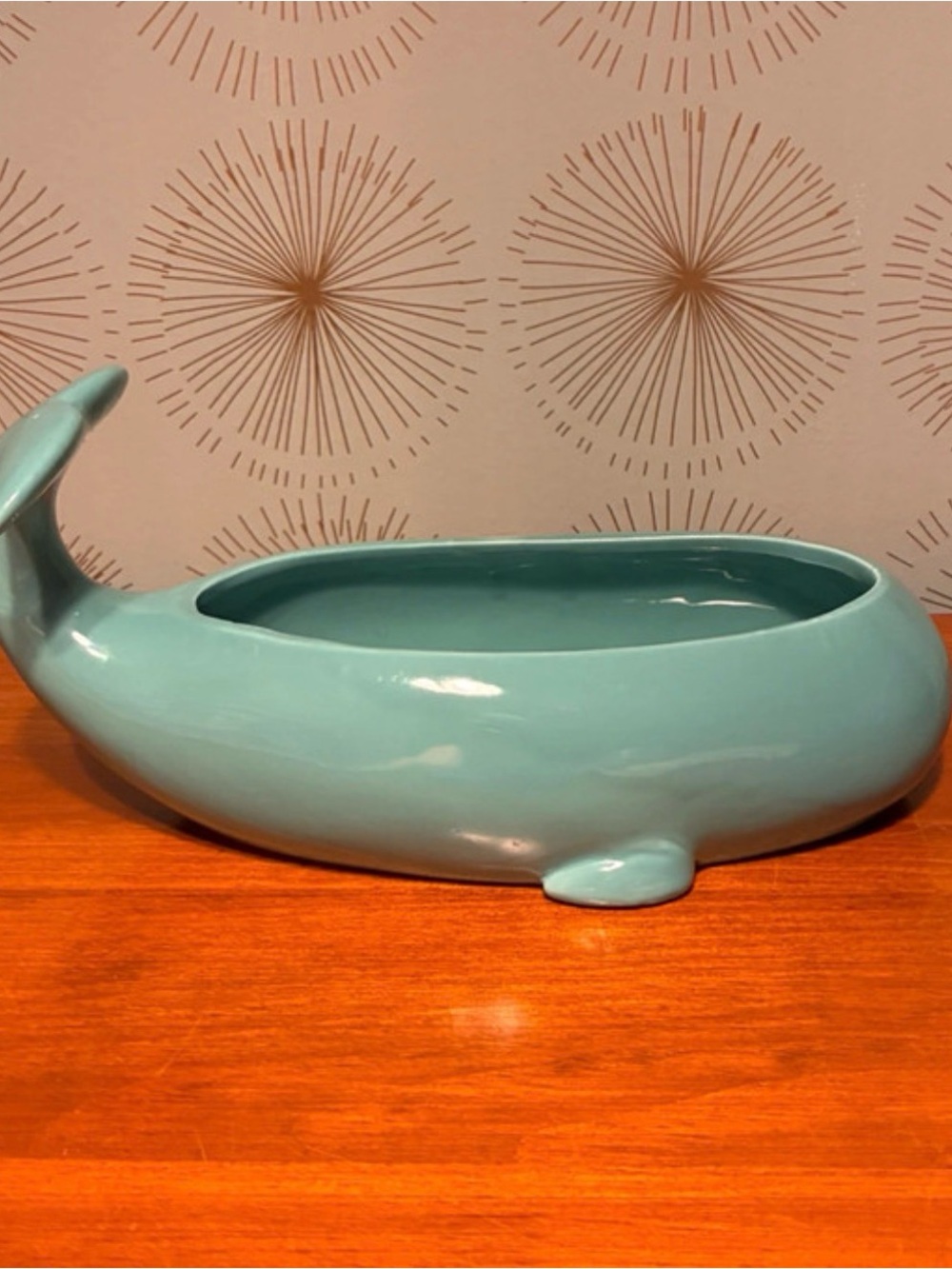 Glazed Ceramic Whale Bowl in Seafoam